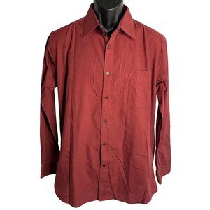 Criterion Button Up Long Sleeve Shirt L Red Chest Pocket Collared Cotton Blend